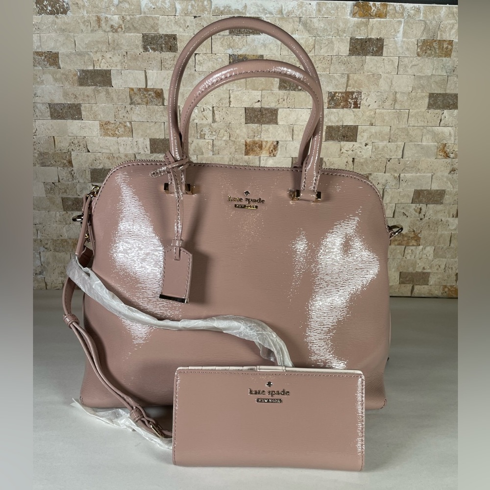 Kate Spade Cedar Street Patent Margot Purse & Wallet Rosewater/Light Pink